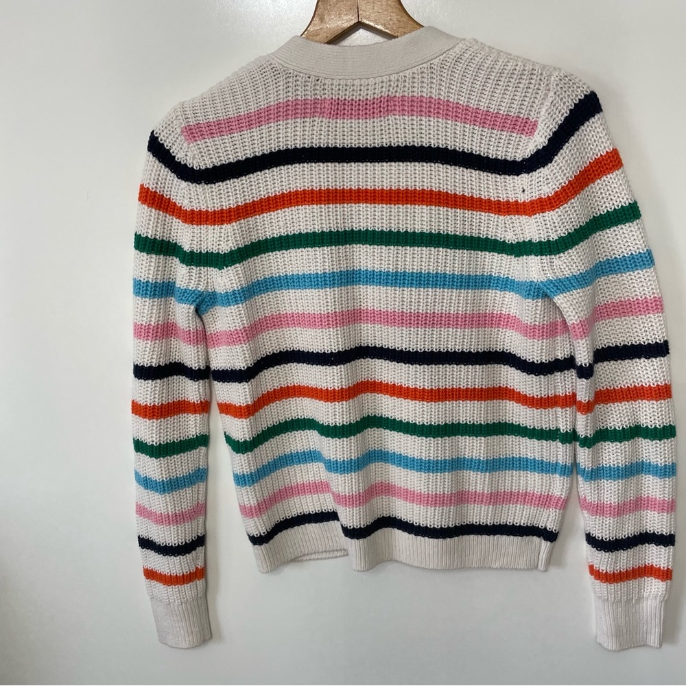 LOFT Summer Striped V-Neck Button Down Cardigan with Multi-Color Stripes, size M - Picture 3 of 10